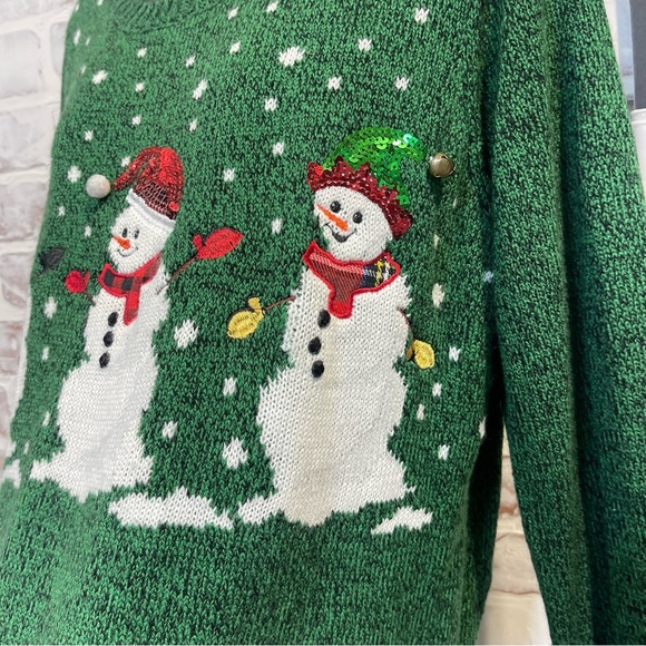 Karen Scott Festive Green Snowman Sweater - Picture 8 of 9